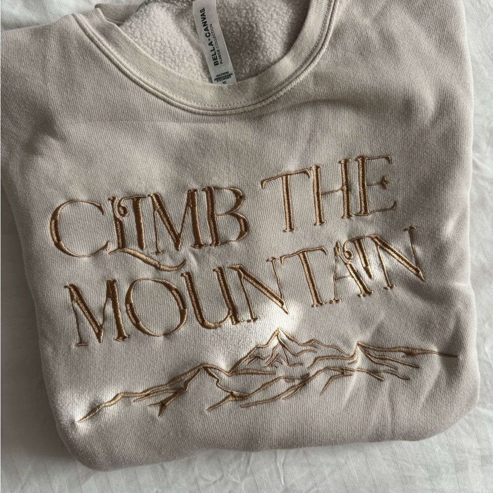 Acotar House Of Jupiter Bella Canvas Soft Beige Sweatshirt - Climb The Mountain View 2